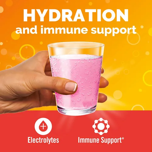 Miniatura 3 de Emergen-C Hydration+ - Mezcla de bebida deportiva con vitamina C (18 unidades, sabor a frambuesa), reposición de electrolitos, paquetes de polvo