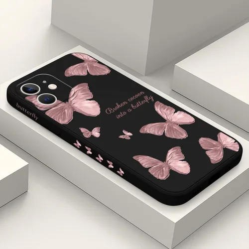 Miniatura 16 de LEECG Funda para iPhone 12 Mini, diseño creativo con estampado floral, funda antiarañazos de microfibra suave, funda de silicona líquida para Negro