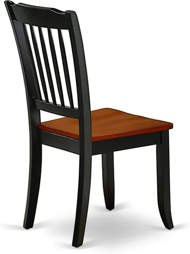 Miniatura 7 de East West Furniture DAC-BCH-W Danbury - Juego de 2 sillas de comedor de madera maciza, con respaldo de listones, color negro y cereza