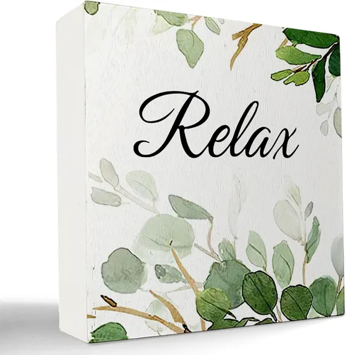 Miniatura 9 de Decoración de baño de granja verde salvia, letrero de caja de madera con frase "Breathe Quotes", decoración de estantes, artículos pequeños de Unwind
