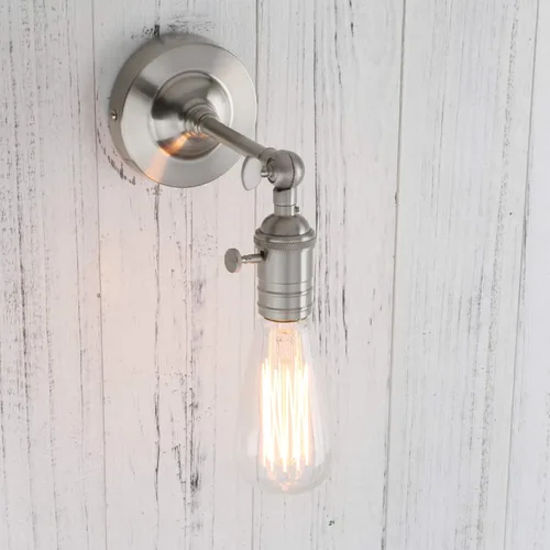 Miniatura 4 de PERMO lámpara estilo candelabro de metal industrial vintage para montar en pared Mini única (cepillado)