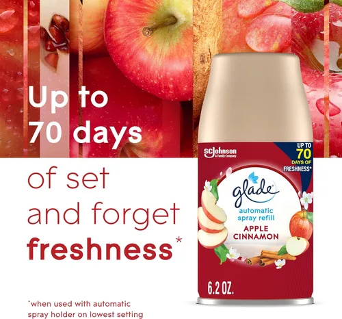 Miniatura 5 de Glade Repuesto automático en aerosol, ambientador para el hogar y el baño, manzana y canela, 6.2 onzas