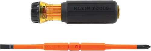 Miniatura 4 de Klein Tools Destornillador aislado y juego de destornilladores de trinquete 13 en 1, 2 herramientas con hoja abatible y puntas intercambiables