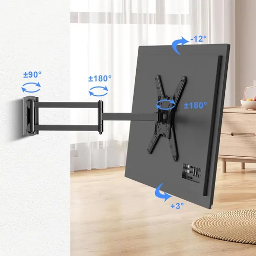 Miniatura 3 de Suptek Soporte de pared para TV de esquina de brazo largo para la mayoría de televisores de 23 a 60 pulgadas, soporte de TV de movimiento completo