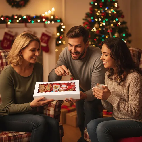 Miniatura 6 de Tcoivs Paquete de 30 cajas de galletas de 12.5 x 5.5 x 2.5 pulgadas, cajas de panadería con ventana, cajas de golosinas autoemergentes para pasteles