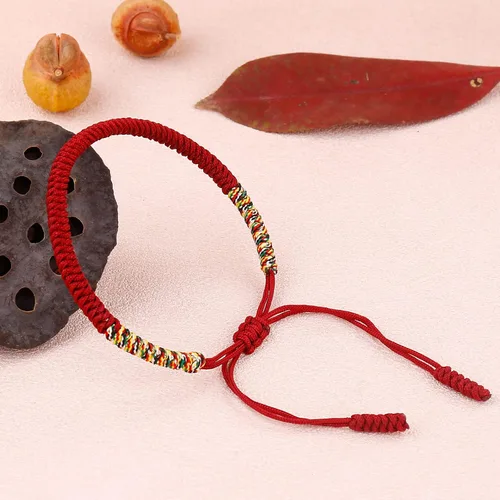 Miniatura 10 de Pulseras tibetanas hechas a mano con cuerda roja para él y ella, pulsera de la amistad, pulsera de la amistad, hilo negro y rojo para protección