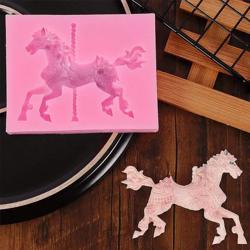 Miniatura 4 de Caballo de carrusel 3D, pastel de fondant de silicona, decoración de pasteles para decoración de pastel de carrusel, chocolate