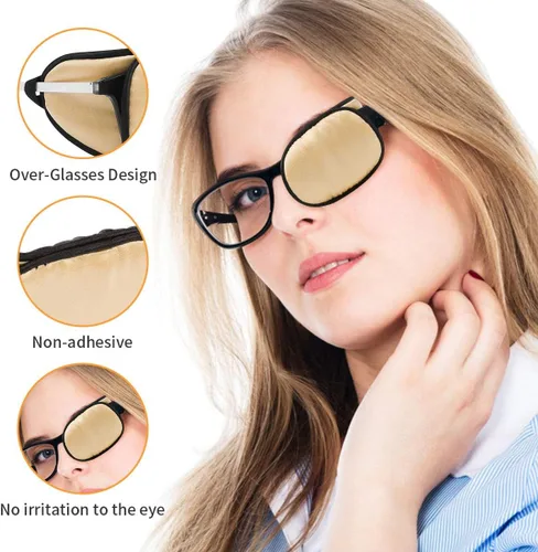 Miniatura 2 de eZAKKA Parches oculares para adultos ojo derecho izquierdo, parche ocular para gafas, parche médico suave para ojo perezoso, ambliopía, estrabismo