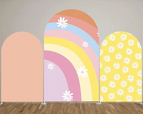 Miniatura 3 de Cubiertas de fondo arqueadas con arco iris para Groovy Party Arch Stand Covers Cumpleaños Baby Shower Cake Mantel Decoración Accesorios