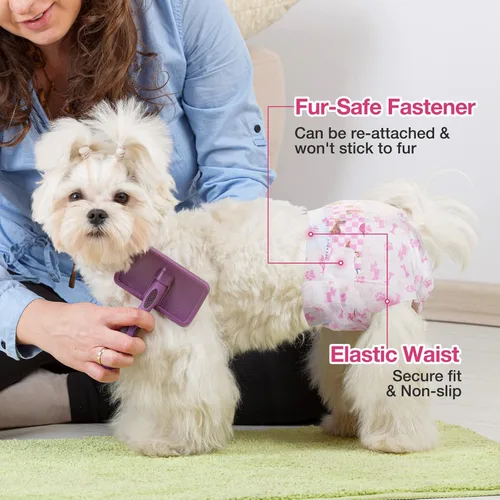 Miniatura 4 de Dono Pañales desechables para perras, pañales súper absorbentes para perros, con tecnología de gel de secado rápido, a prueba de fugas, ajuste