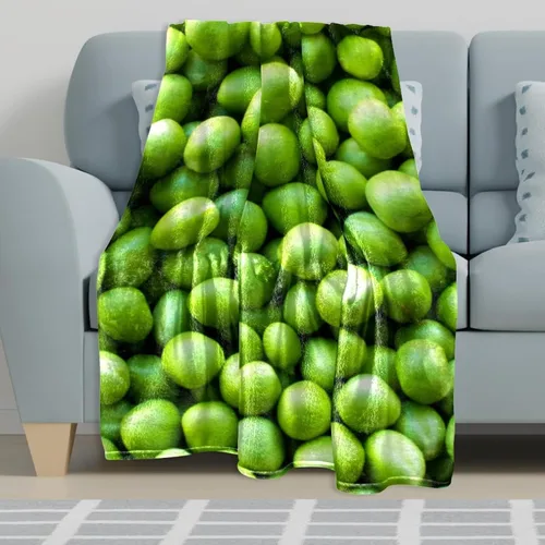 Miniatura 3 de Green Peas - Manta de franela de verduras ultra suave y acogedora manta de felpa para sofá, silla, sala de estar, aire acondicionado, mantas frescas