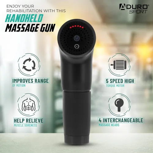 Miniatura 7 de Pistola de masaje de percusión Aduro Pistola de masaje muscular de tejido profundo, Elite Recovery™ Pistola masajeadora eléctrica de mano perfecta
