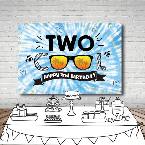 Miniatura 3 de MEHOFOND Telón de fondo de fiesta de cumpleaños de 8 x 6 pies con teñido anudado para niños, suministros de fiesta de feliz segundo cumpleaños