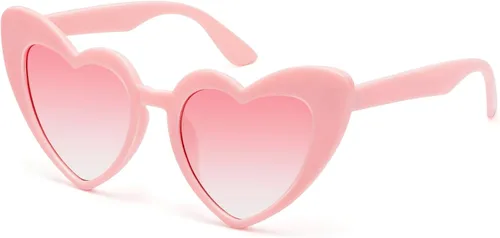 LIKSMU Lentes de sol con forma de corazón para mujer, diseño de ojo de gato, vintage, encantadores, retro, lindos lentes de sol