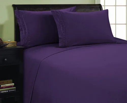 Miniatura 9 de Elegant Comfort 1800 Premier Chain Design - Juego de sábanas de 4 piezas, lujoso, sedoso, suave, resistente a las arrugas y a la decoloración