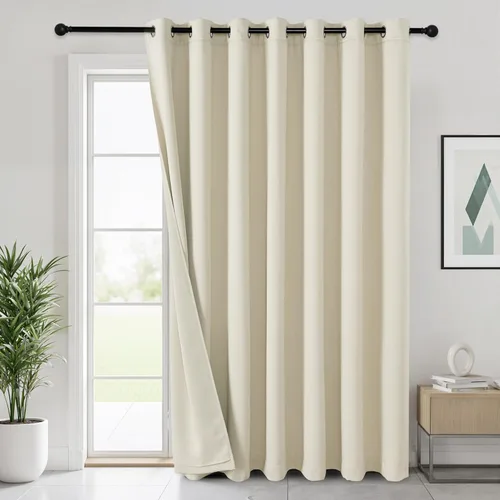 Miniatura 34 de RYB HOME 3 en 1 insonorizadas - oscurecedoras - cortinas de lino con aislamiento, cortinas de ahorro de energía con bloqueo de ruido para Lino blanco