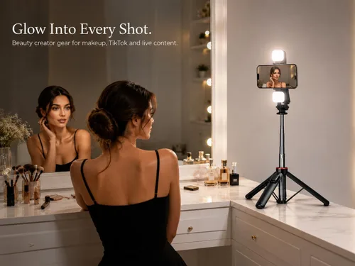 Miniatura 2 de Beauty Creator - Trípode de teléfono con luz – Trípode de teléfono de 53 pulgadas para TikTok, maquillaje, transmisión en vivo y creación