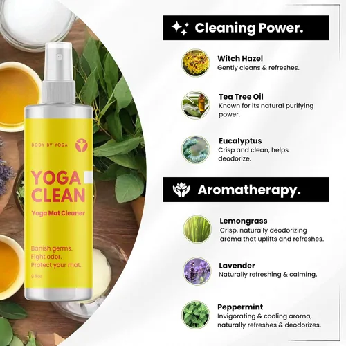 Miniatura 4 de Spray limpiador para esterillas de yoga, aroma similar a un spa, fórmula ecológica, neutraliza el sudor y el olor, ayuda a proteger tu esterilla, 8