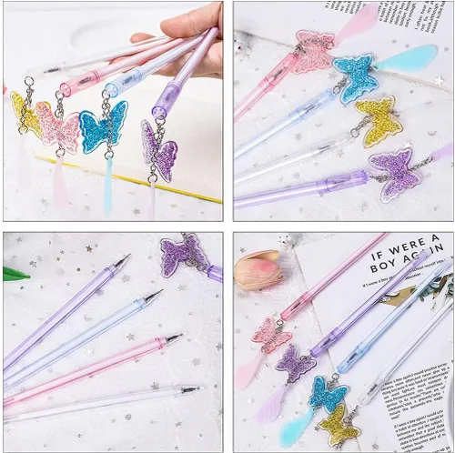 Miniatura 9 de 15 bolígrafos de gel con dije de mariposa, bolígrafo de gel novedoso, tinta neutra, bolígrafo de escritura, papelería, regalo para relleno