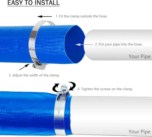 Miniatura 5 de DAVCO Manguera de retrolavado de piscina de 1.25 pulgadas x 50 pies, manguera de bomba de descarga de agua plana de PVC azul reforzado resistente