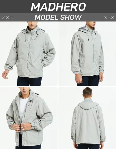Miniatura 5 de Chaqueta impermeable rompevientos ligera para hombre con capucha extraíble