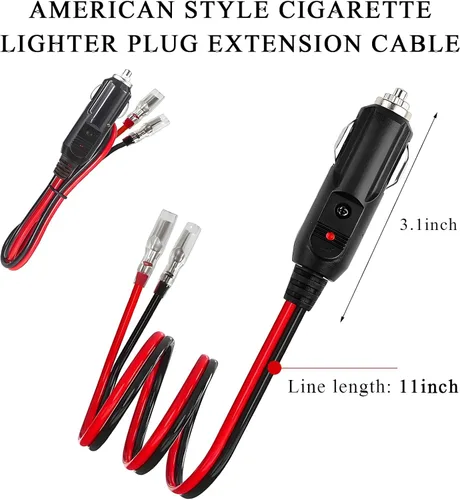 Miniatura 2 de Yourkar Enchufe macho para encendedor de cigarrillos con fusible, cable de enchufe de encendedor de cigarrillos de 12 V con cables, adaptador