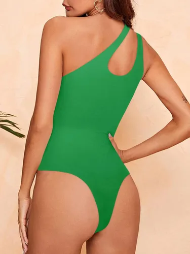 Miniatura 3 de REORIA - Body sexy para mujer, sin mangas, con corte frontal de un hombro y espalda descubierta