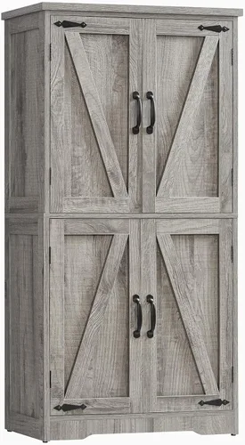 Miniatura 12 de TEENFON Armario de despensa de 43 pies de alto con 4 puertas, armario de cocina con 6 estantes de puerta, armario de almacenamiento-despensa