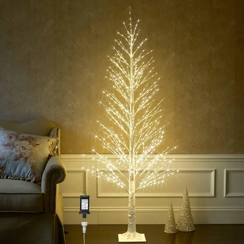 Hairui Árbol de rama blanca alpina iluminada con luces de hadas de 6 pies y 810 LED para decoración de interiores, exteriores, hogar y Navidad