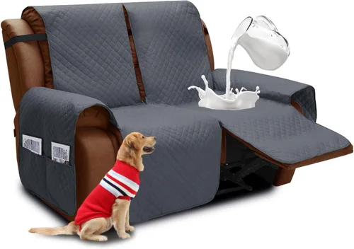 Miniatura 35 de XINEAGE Funda para Loveseat Reclinable Resistente al Agua, Fundas para Loveseat Reclinable de 2 Asientos con Bolsillos, Funda Protectora para Café