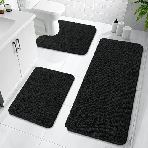 Miniatura 81 de OLANLY Juego de Alfombras de Baño de 3 Piezas, Tapetes de Baño de Chenilla Suave y Absorbente y Alfombra de Contorno en Forma de U para Inodoro