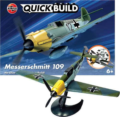 Airfix Quickbuild Messerschmitt 109 - Kit de construcción de modelo de plástico de avión en ladrillo J6001