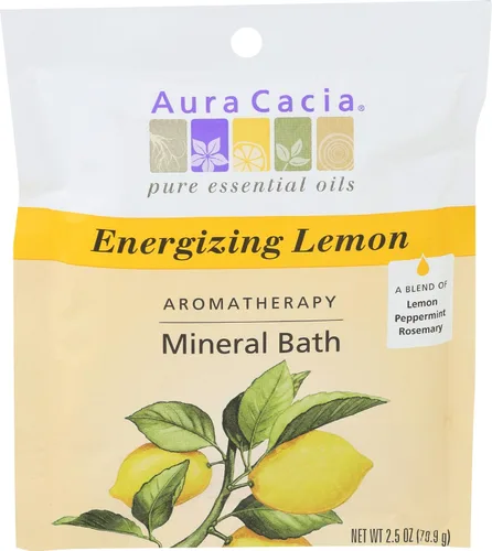 Aura Cacia Baño mineral de aromaterapia, limón energizante, paquete de 2.5 onzas (paquete de 3)
