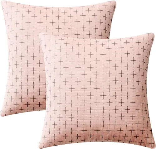 Miniatura 210 de MIULEE - Juego de 2 fundas de almohada decorativas de lino de arpillera navideñas, modernas, estilo campestre, rústicas, tejidas, con textura
