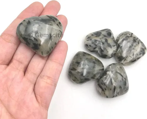 Miniatura 5 de GEMSCITE Piedra preciosa negra de rutilo con forma de corazón, 1.181 in, bolsillo de palma, curación, tallada, piedra de preocupación, buena suerte