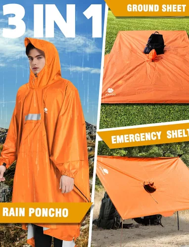 Miniatura 156 de ANYOO Poncho de lluvia con capucha para adultos, impermeable, ligero, para hombres y mujeres, chaqueta de lluvia reutilizable para emergencias al