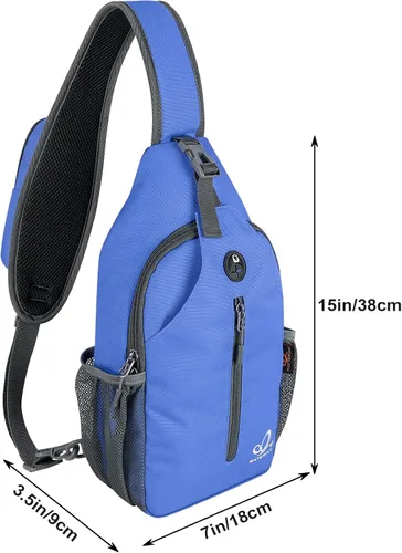 Miniatura 33 de WATERFLY Bolsa pequeña de senderismo: mochila cruzada para el pecho, mochila para hombres y mujeres con correa de hombro agradable a la piel