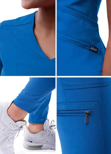 Miniatura 5 de Adar Pro - Conjunto médico moderno para mujer - Camiseta médica moderna con cuello en V y pantalón médico, pantalón de yoga