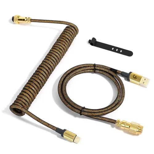 Miniatura 12 de ZIYOU LANG C03 Cable USB C a A en espiral personalizado con cable espiral de nailon trenzado de doble manga desmontable, línea de resorte Negro