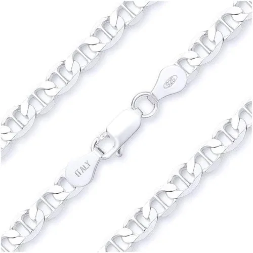 Miniatura 3 de Verona Jewelers - Collar de plata de ley 925 de 0.138 in, 0.177 in, 0.217 in, 0.256 in, 0.315 in, cadena de eslabones marineros planos, cadena