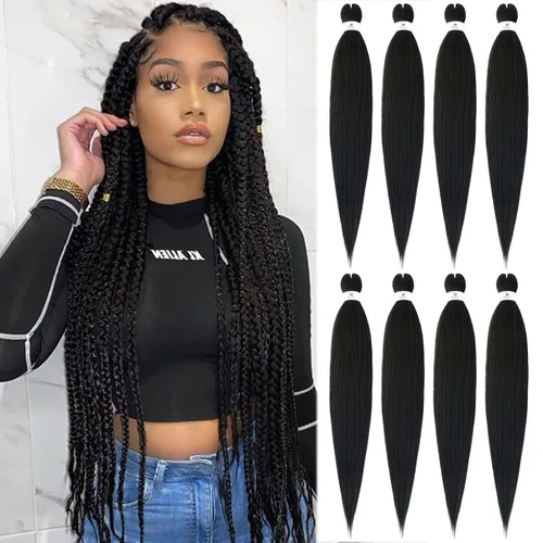 Miniatura 53 de Beyond Beauty - Trenzas preestiradas de cabello profesional sin picazón, ajuste de agua caliente, fibra sintética, textura Yaki, extensiones