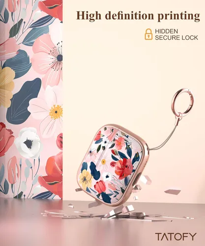 Miniatura 3 de TATOFY Funda con cerradura para estuche de Airpods Pro, funda rígida de flores para iPod Pro para mujeres y niñas con soporte para teléfono y kit
