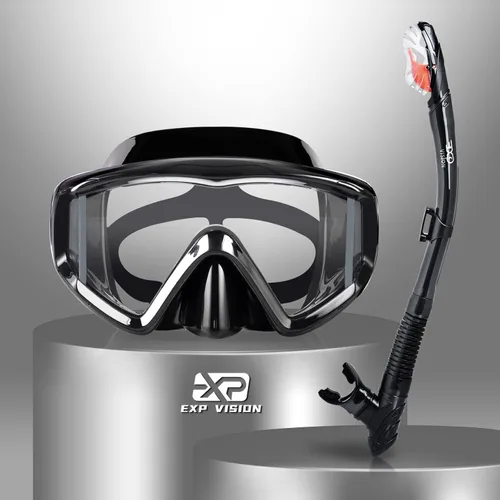 Miniatura 12 de Juego de esnórquel Pano de 3 ventanas, equipo de esnórquel para adultos, gafas de esnórquel profesionales, máscara de buceo antivaho, gafas