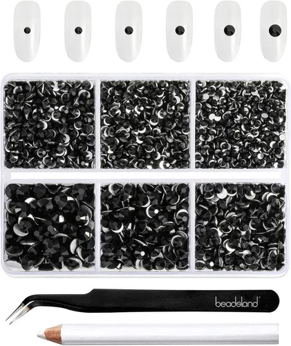 Miniatura 12 de BEADSLAND 4300 piezas de diamantes de imitación con parte plana, diamantes de imitación transparentes para uñas, gemas de cristal redondas