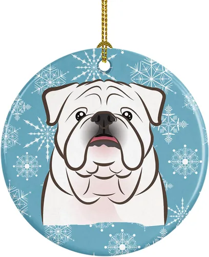 Miniatura 8 de Caroline's Treasures Adorno de cerámica con diseño de copo de nieve para colgar en el árbol de Navidad, para el hogar, Navidad, fiestas, regalo, 3