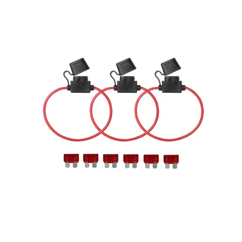 Portafusibles automotrices, 3 piezas en línea calibre 16, fusible estándar 6pcs 10A, cumple con ROHS, IEC 60269