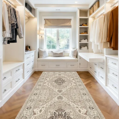 Miniatura 10 de Alfombra vintage lavable de 2 x 3: alfombra pequeña resistente a las manchas para baño, entrada, antideslizante, para dormitorio, ultra suave