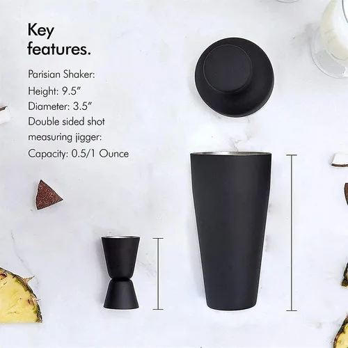 Miniatura 3 de Kit profesional de camarero, juego de barra, 7 piezas de acero inoxidable coctelera herramientas para el hogar, bares, viajes y fiestas al aire