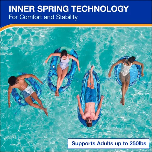 Miniatura 6 de Swimways Elite Spring Float Hamaca Tumbona de piscina, flotadores inflables de piscina para adultos con inflado rápido, hamaca de piscina
