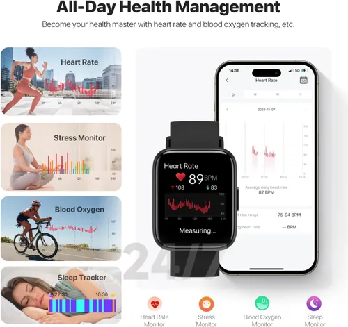 Miniatura 4 de JeeJTek Relojes inteligentes para hombres y mujeres - Pantalla HD de 1.83" 2025 Rastreador de fitness con 100 modos deportivos, monitor